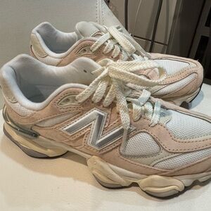 New Balance Women's Cream & Light Pink Mesh Suede Sneakers